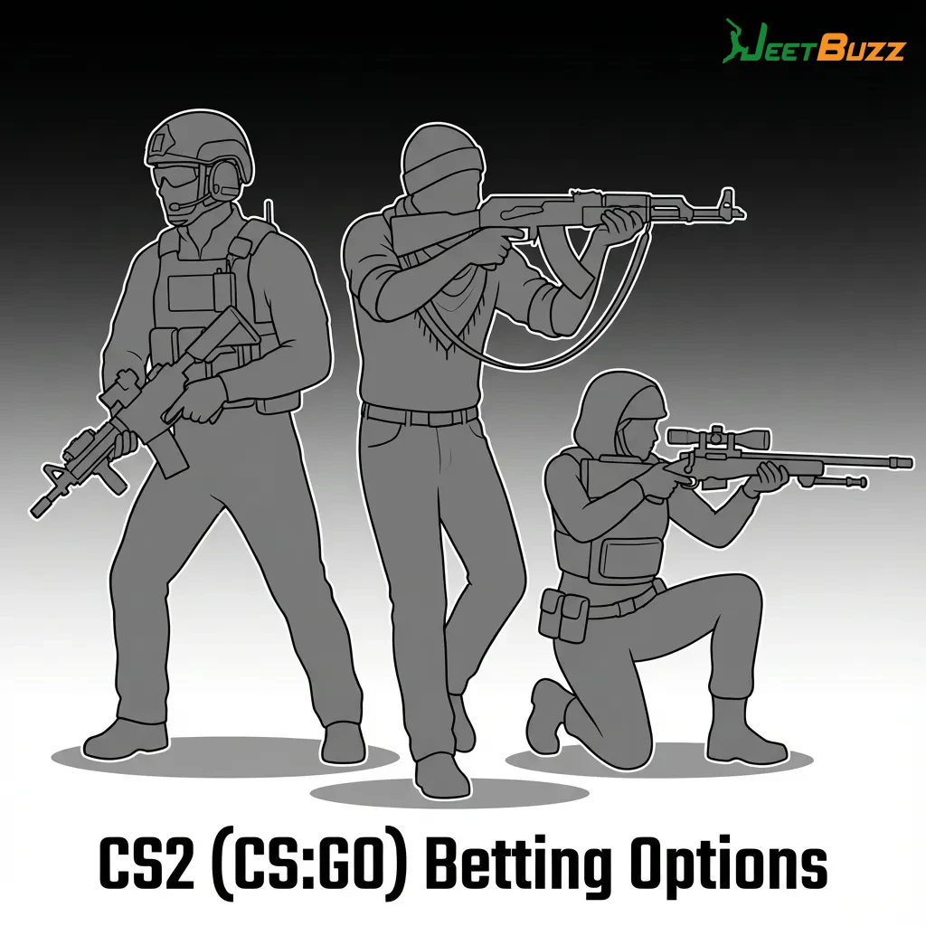 Counter-Strike 2 betting interface showing match odds, tournament logos, and various wagering options for esports competitions — Jeetbuzz in Bangladesh