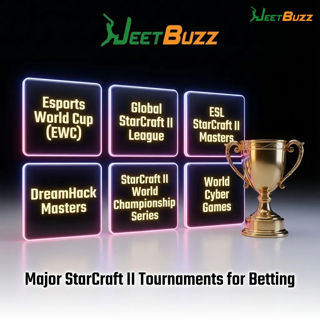 StarCraft II tournament logos displayed including GSL, ESL Masters, IEM Katowice, and DreamHack events for competitive betting — Jeetbuzz in Bangladesh