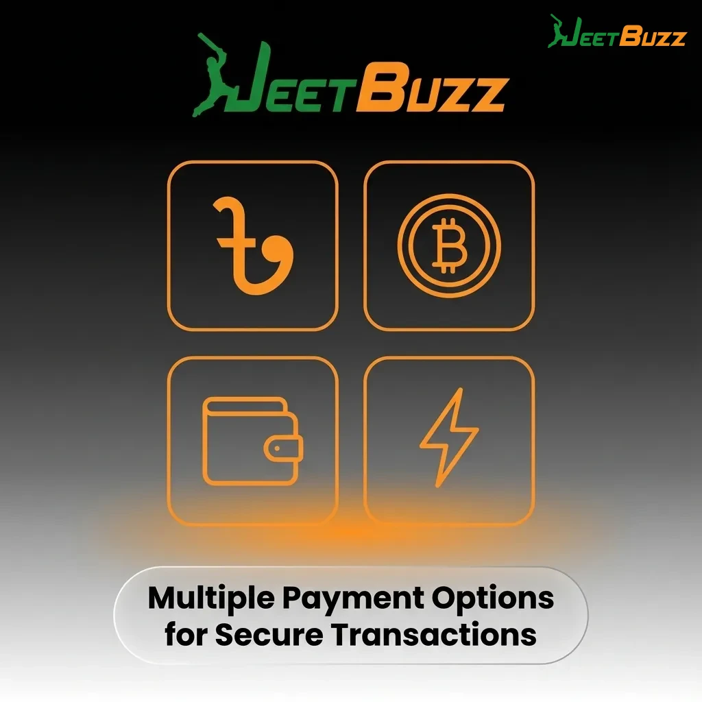 Icons displaying multiple payment methods including BangkokPay, Bank Transfer, USDT, cards, and crypto for secure transactions — Jeetbuzz in Bangladesh
