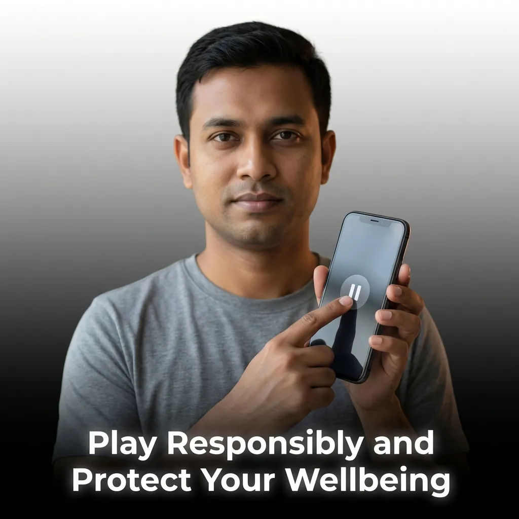 Casino chips and cards with warning symbols, emphasizing responsible gambling limits and wellbeing protection — Jeetbuzz in Bangladesh
