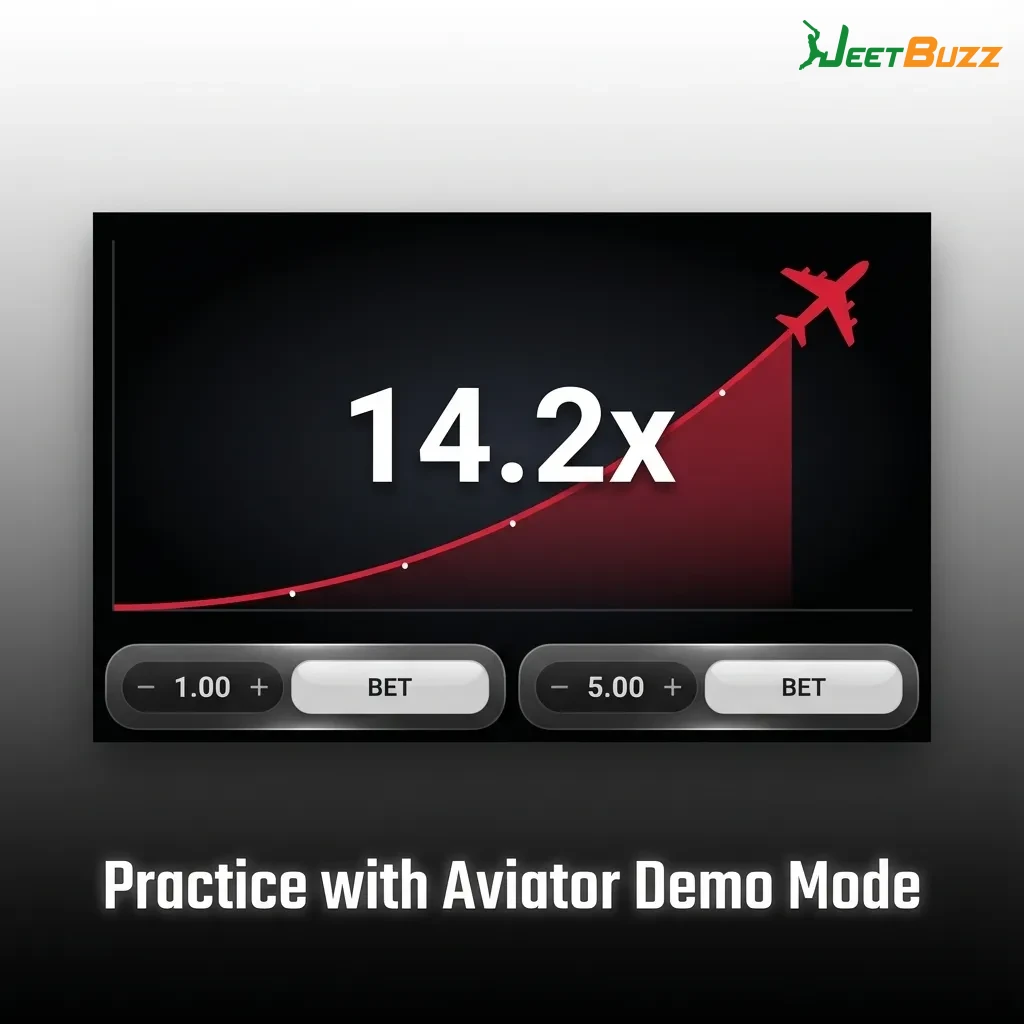 Aviator demo mode interface showing virtual credits and crash game mechanics for risk-free practice — Jeetbuzz in Bangladesh