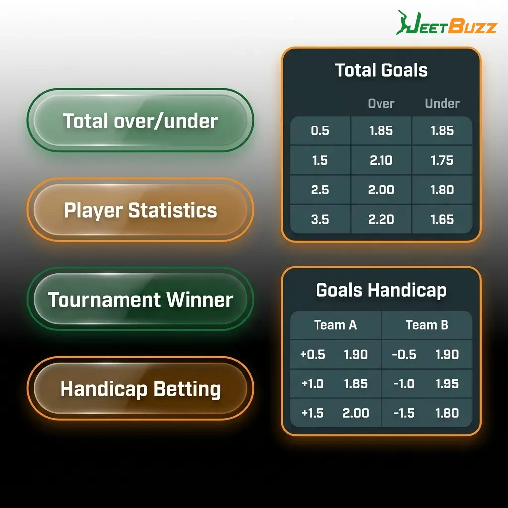 Guide showing three main betting types: single bets, express bets combining selections, and system bets balancing risk — Jeetbuzz in Bangladesh