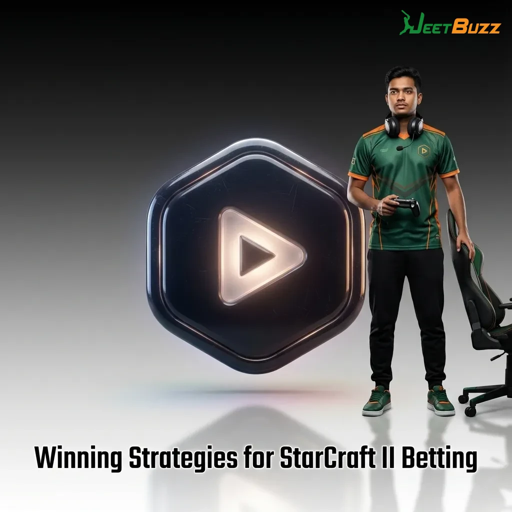 Professional StarCraft II esports match showing strategic gameplay with detailed unit control and base management on screen — Jeetbuzz in Bangladesh